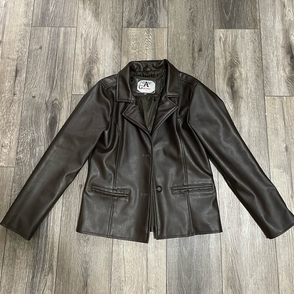 Dark brown leather jacket